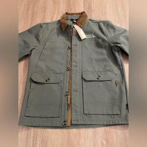 Eddie Bauer Men’s Medium Whidbey Chore Coat Corduroy Collar Green Workwear NWT